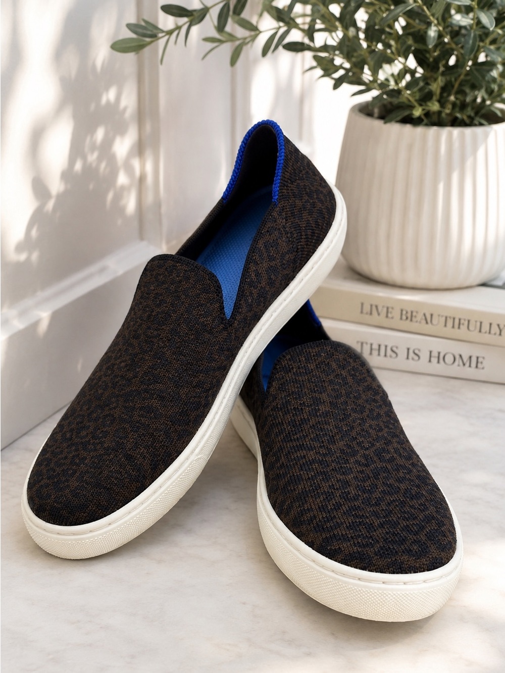 Rothy’s The Sneaker Cheetah Leopard Knit Slip On Shoes Women’s 7.5